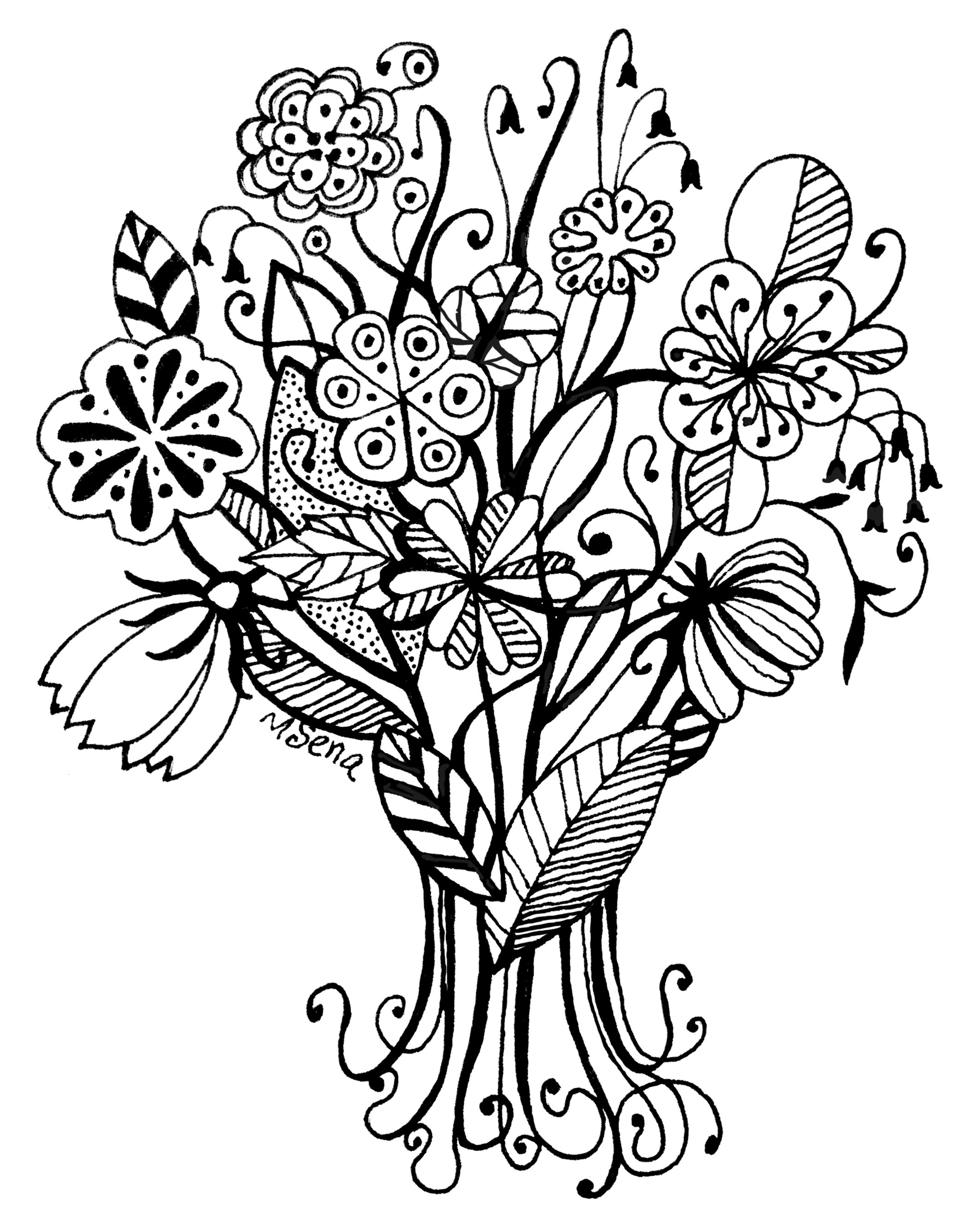 Doodle 80. Bouquet by Miyuki Sena illustrated with marker.