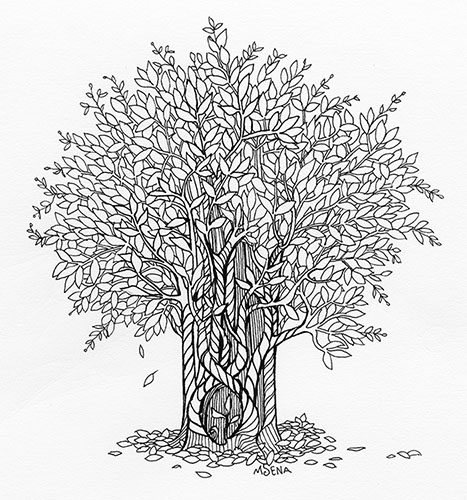 Illustration by Miyuki Sena of a tree with lot's of leaves