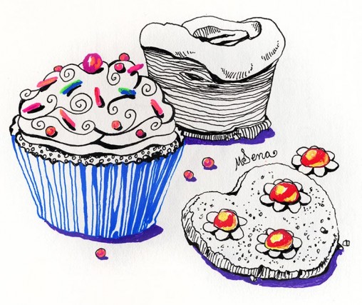 line drawing of Cupcakes and Sweets