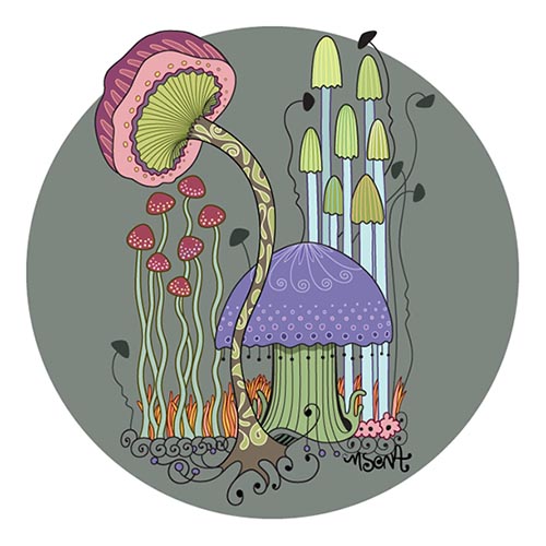 Vector Illustration of fantastical mushrooms