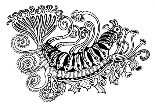 Doodle of caterpillar creature