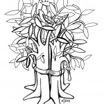 Illustrated by Miyuki Sena. Doodle with Trees bounded up like a bouquet