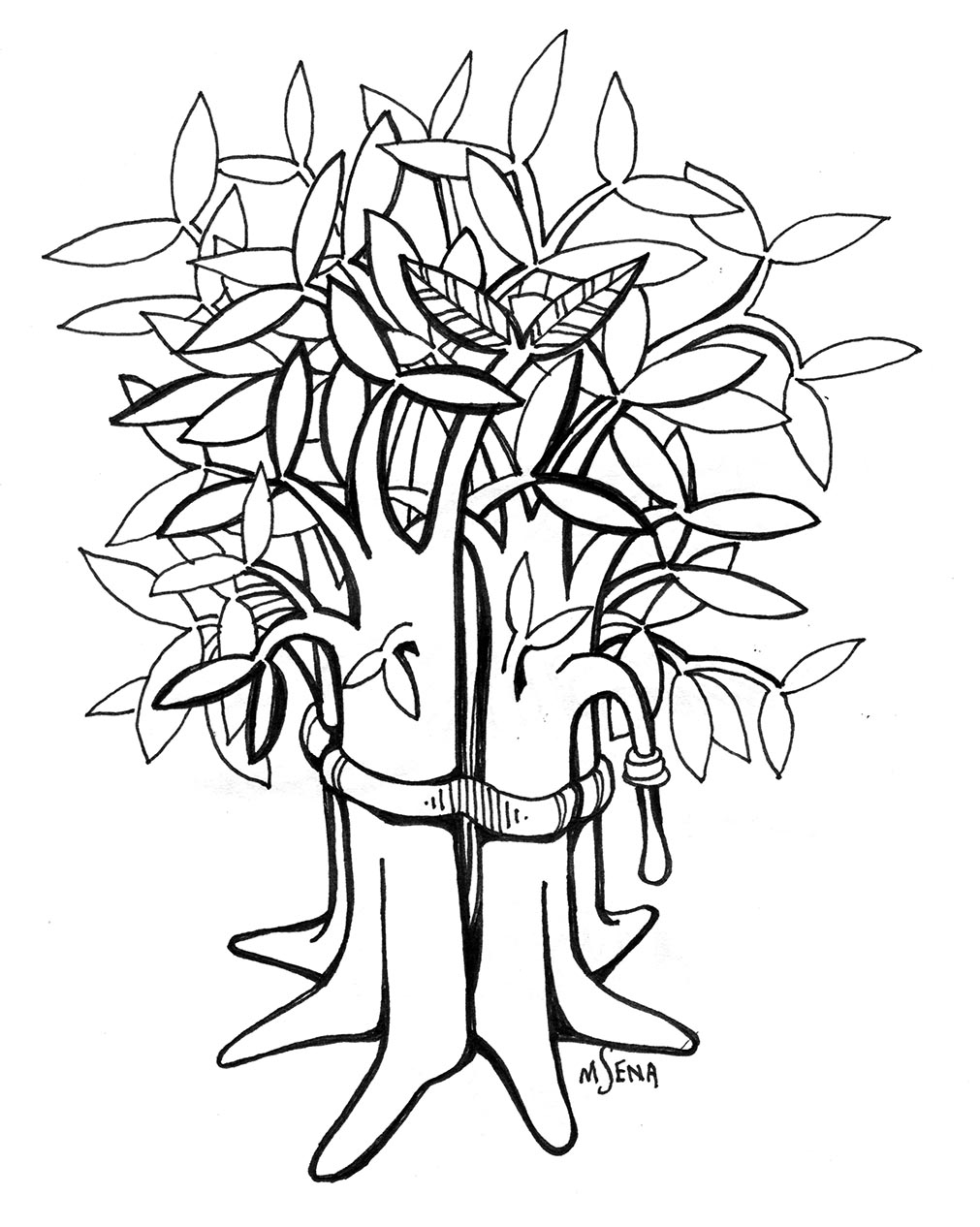 Illustrated by Miyuki Sena. Doodle with Trees bounded up like a bouquet